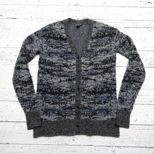 Athleta Sweater Womens XXS Gray Blue Merino Wool Blend Button Cardigan Soft Knit